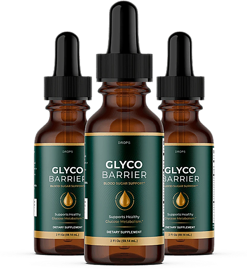 Three Glyco Barrier dropper bottles